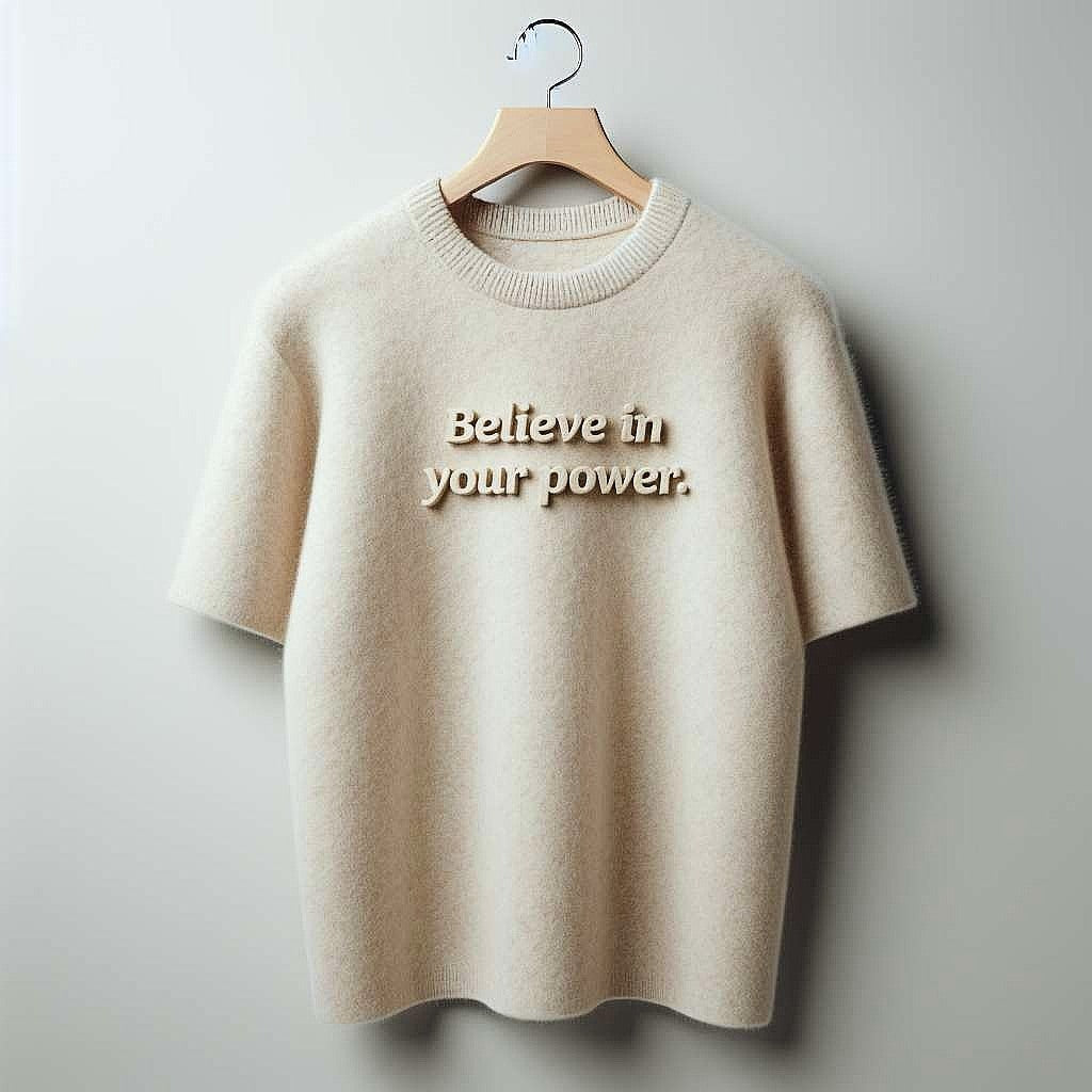 Believe in Your Power Beige Smooth Fabric T-Shirt