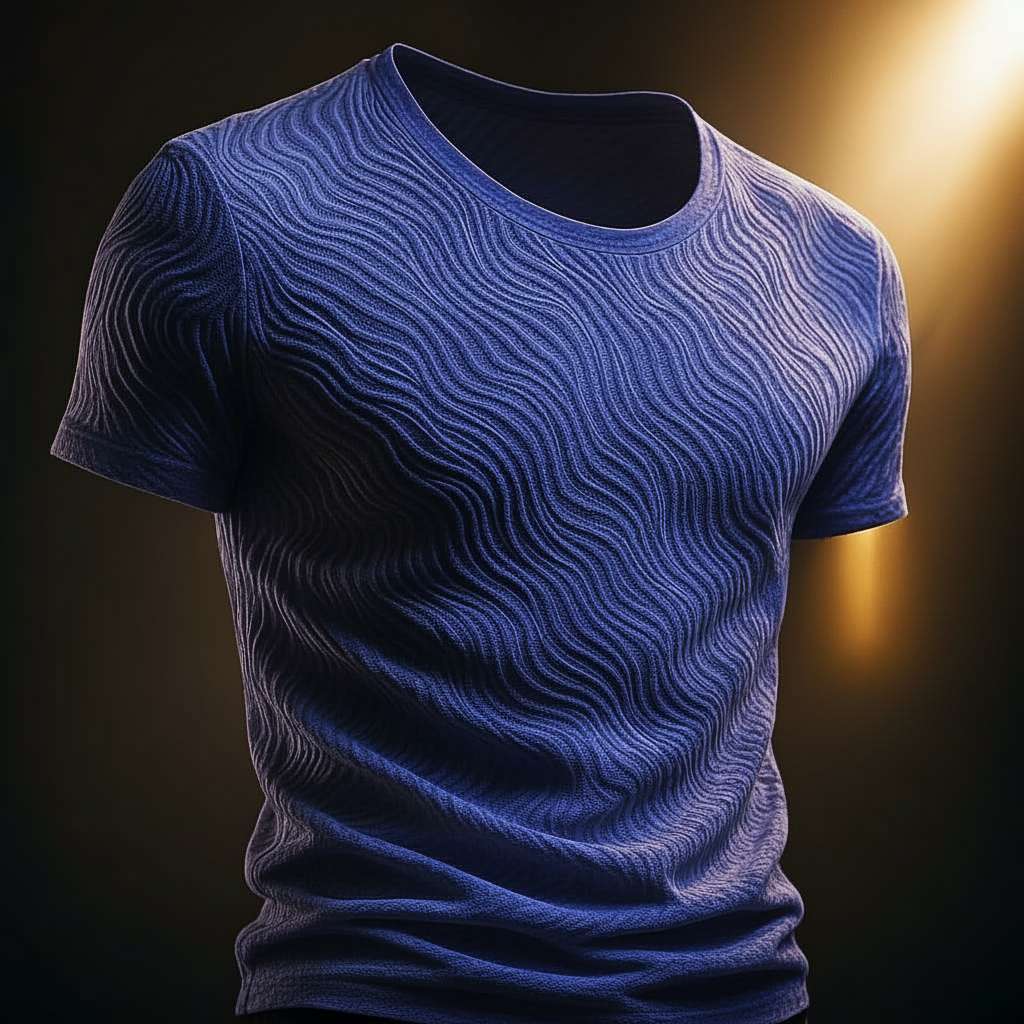 Minimalist Wave T-Shirt Design - Navy