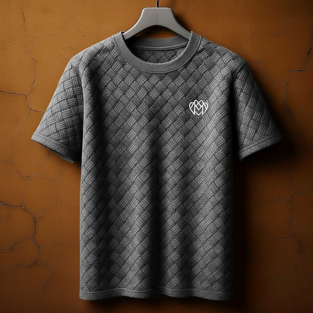 Elegant Geometric White T-Shirt - Grey