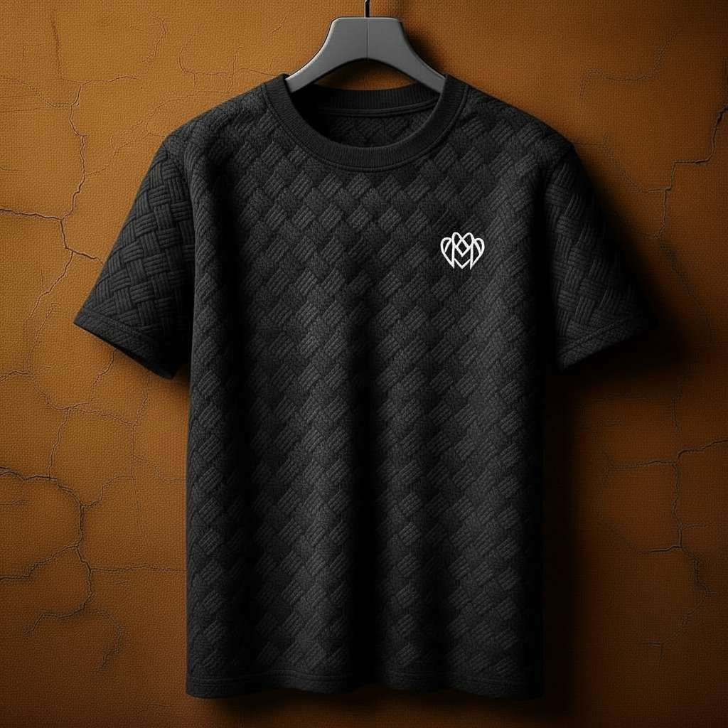 Elegant Geometric White T-Shirt - Black