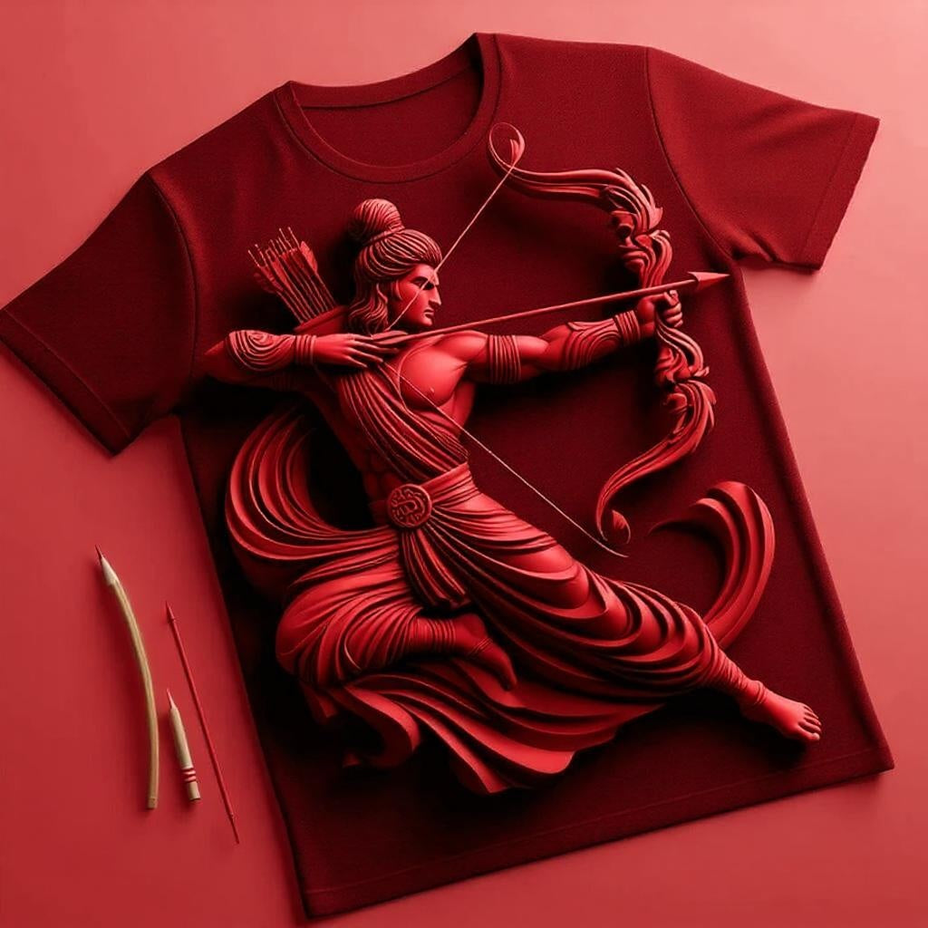 Navy Blue Lord Rama Tee - Divine and Timeless