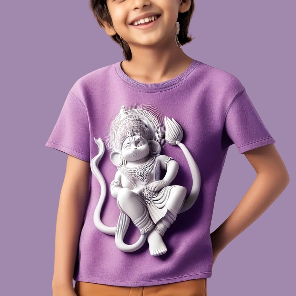 Kids Purple Hanuman Tee - Devotion and Strength