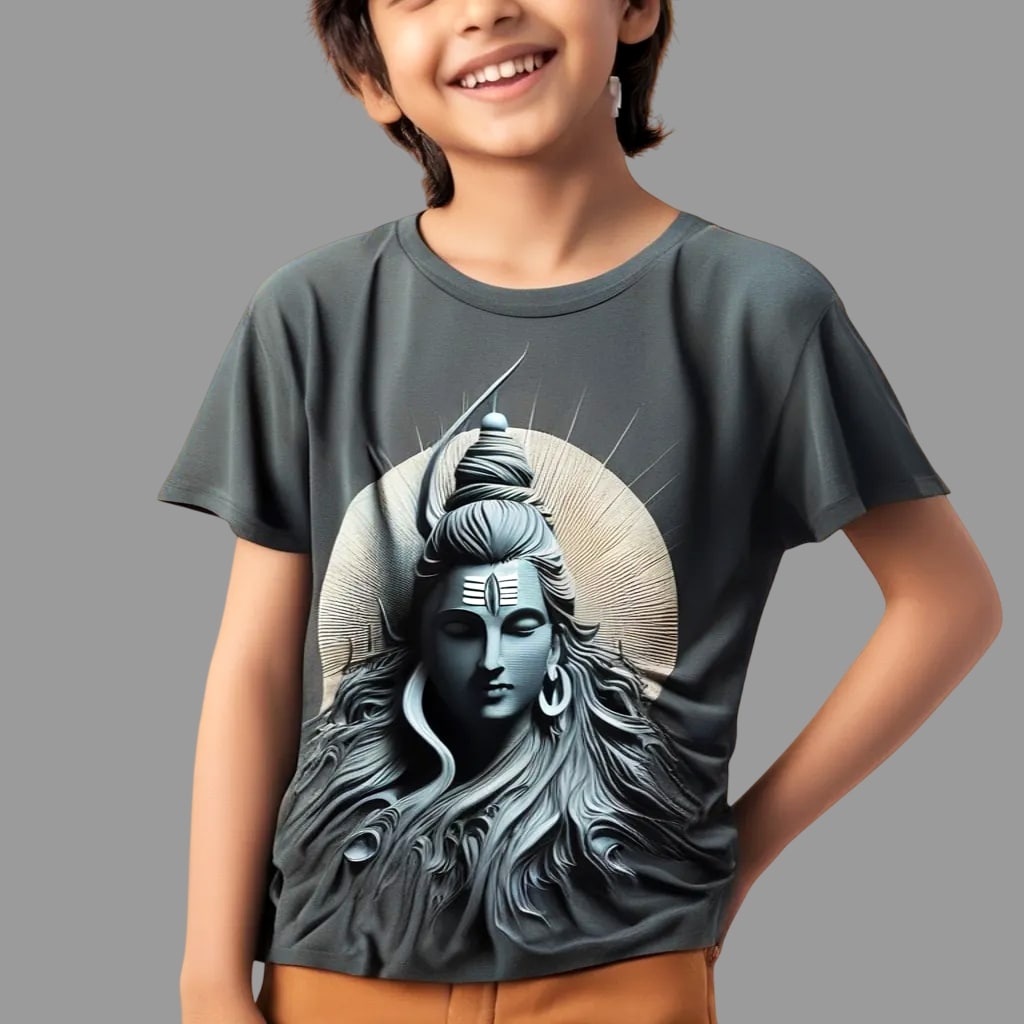 Kids Lord Shiva Cosmic Calm Black T-Shirt