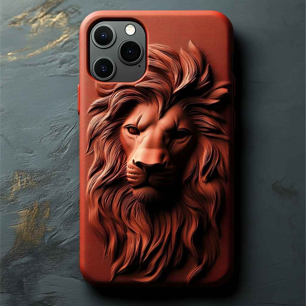 Brick Red Stylish Lion Case Cover