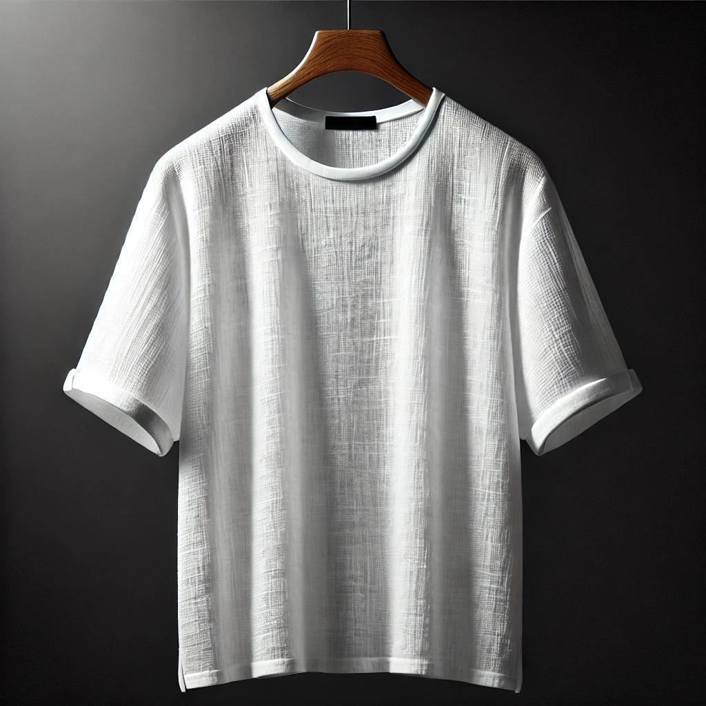 White Muslin Fabric T-Shirt
