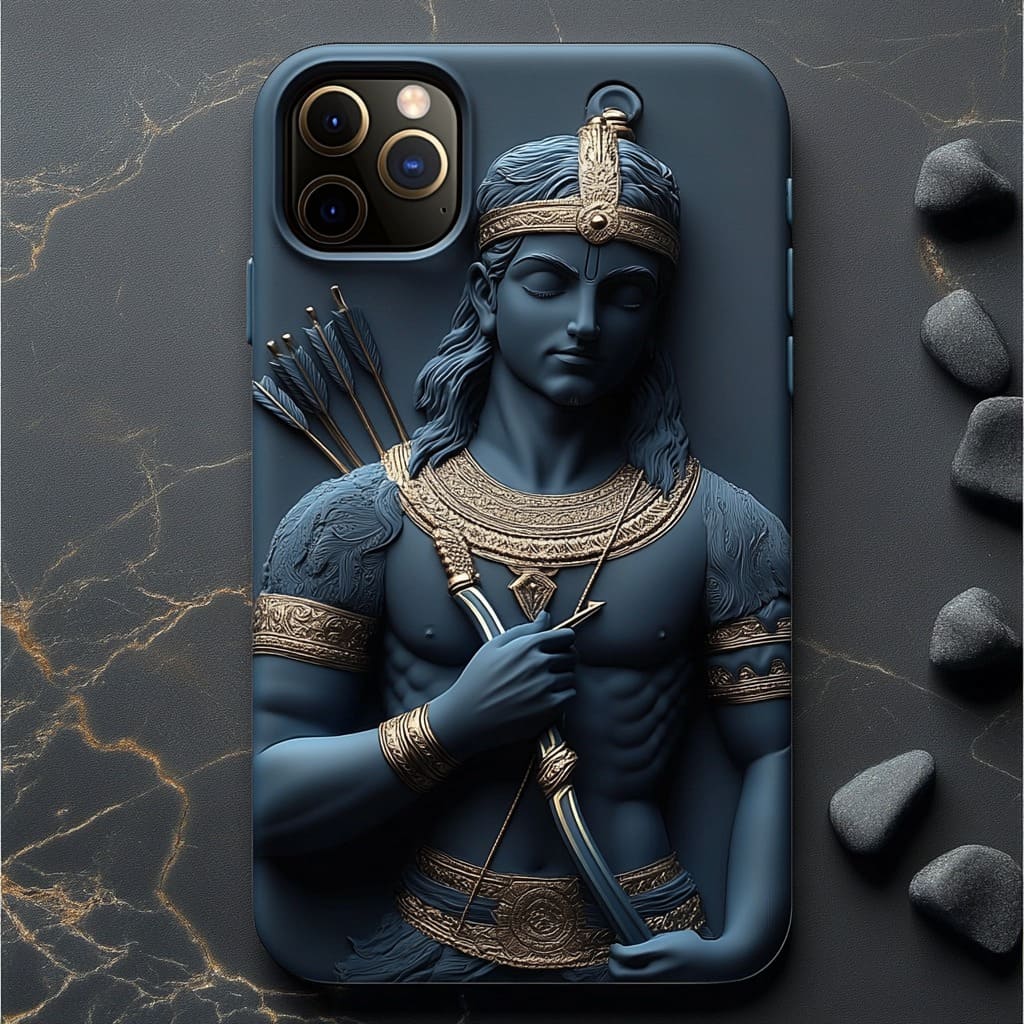 Lord Rama Gold Sky Blue Mobile Case Cover