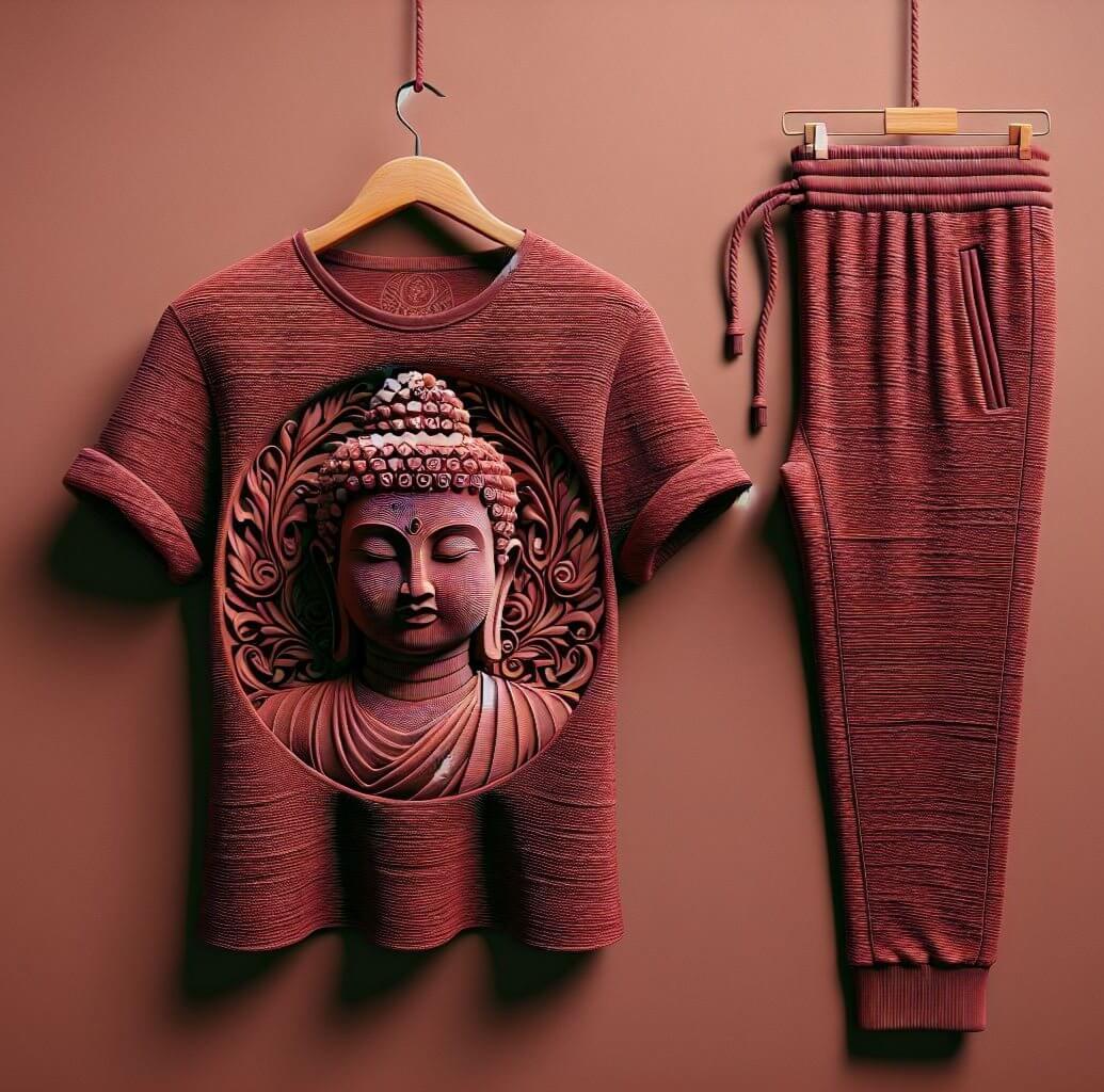 Buddha Maroon T - Shirt and Track Pant - Acquires