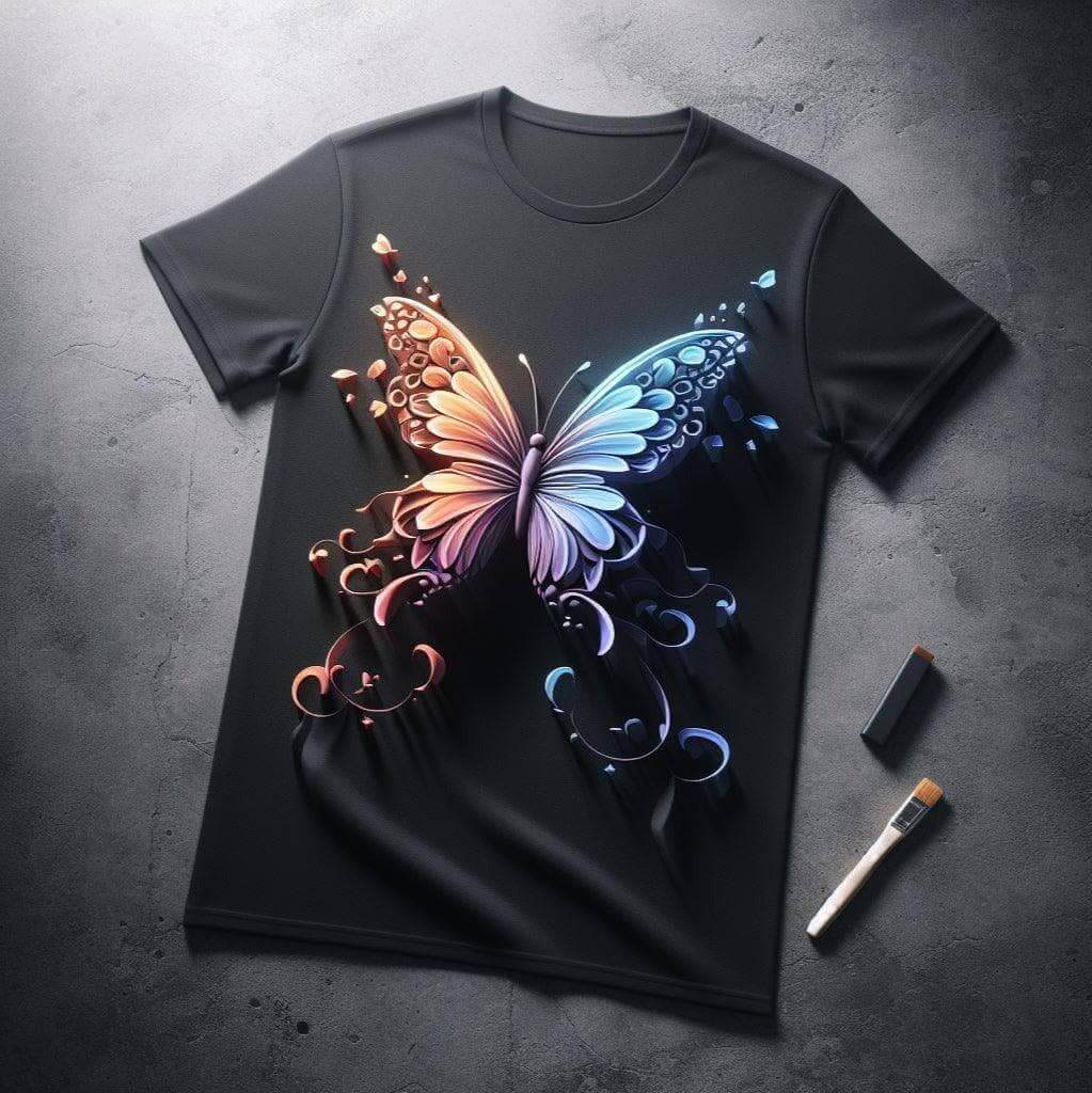 Butterfly Magical Black Cotton Half Sleeve T - Shirt - Acquires