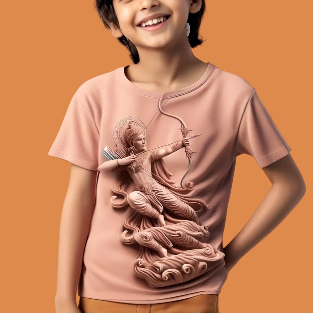 Kids Baby Pink Lord Rama Tee - Divine and Serene