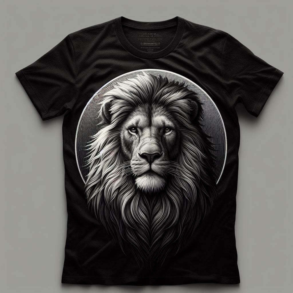 Commanding Lion Aura Black Cotton Half Sleeve T - Shirt - Acquires