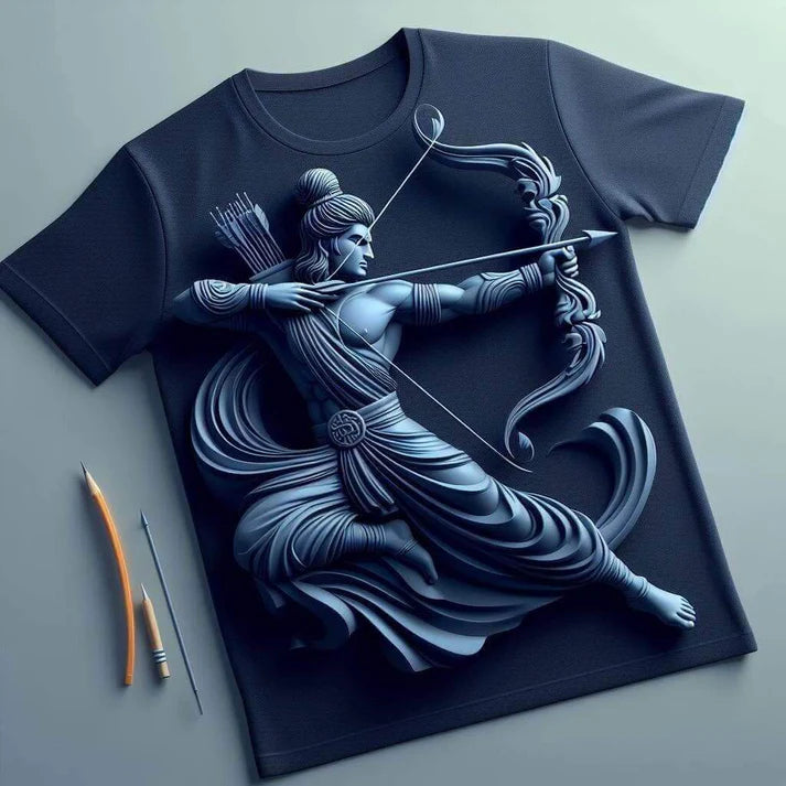 Navy Blue Lord Rama Tee - Divine and Timeless