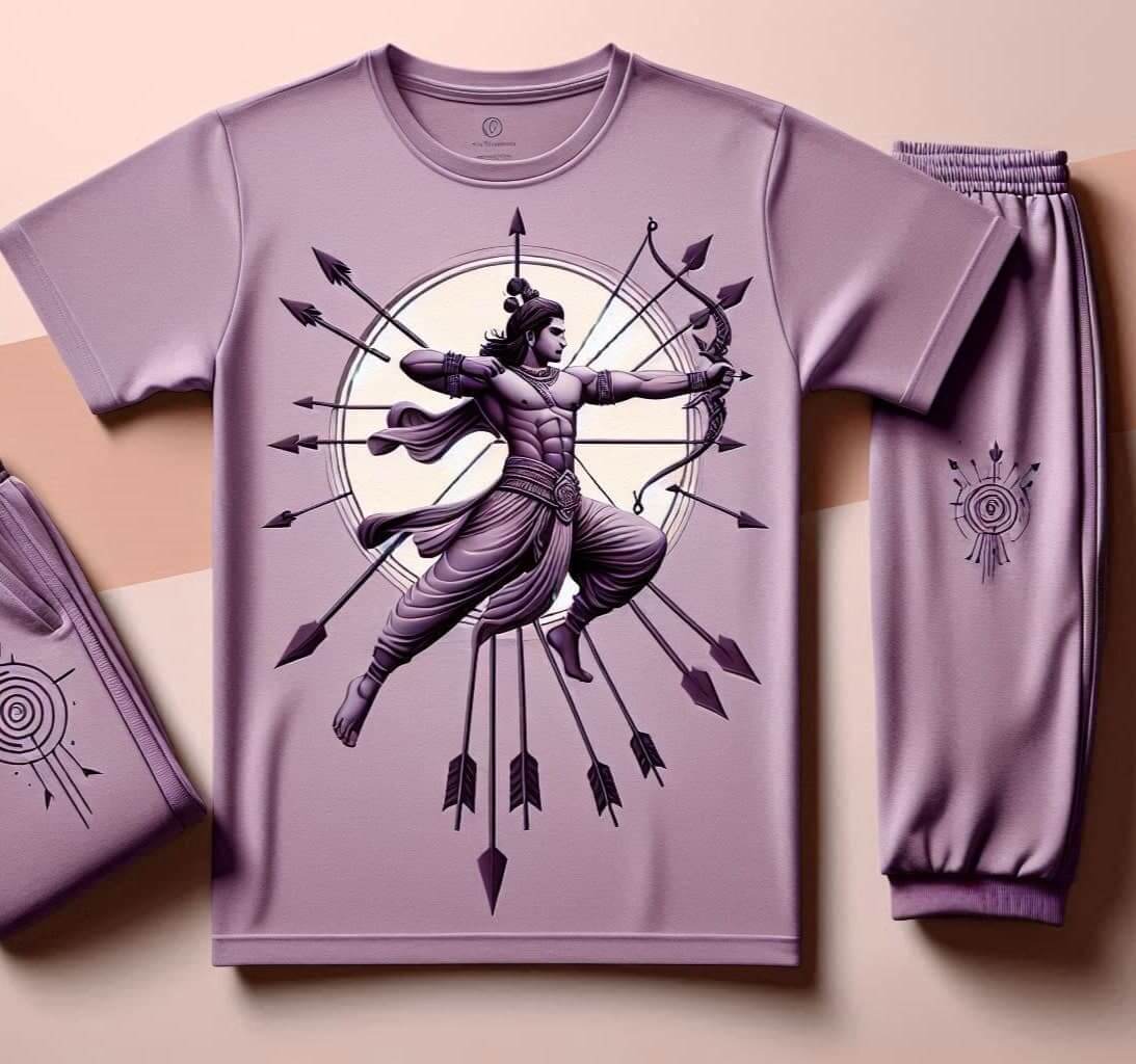 Ram Rajya Lavender Tracksuit Set with Plain Pant - Acquires