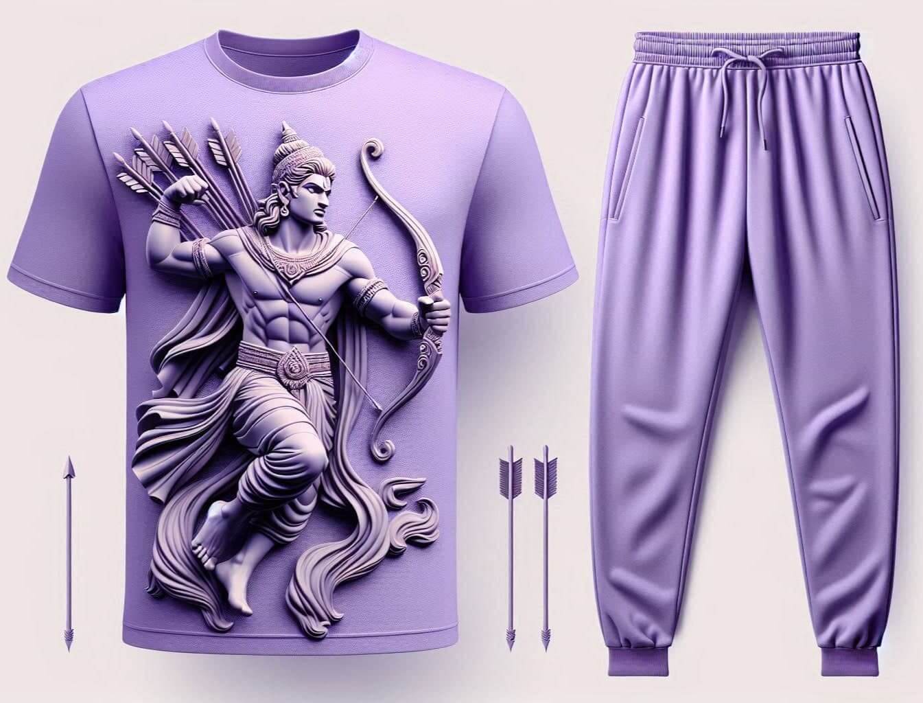 Rama in Action Lavender Tracksuit Set with Plain Pant - Acquires
