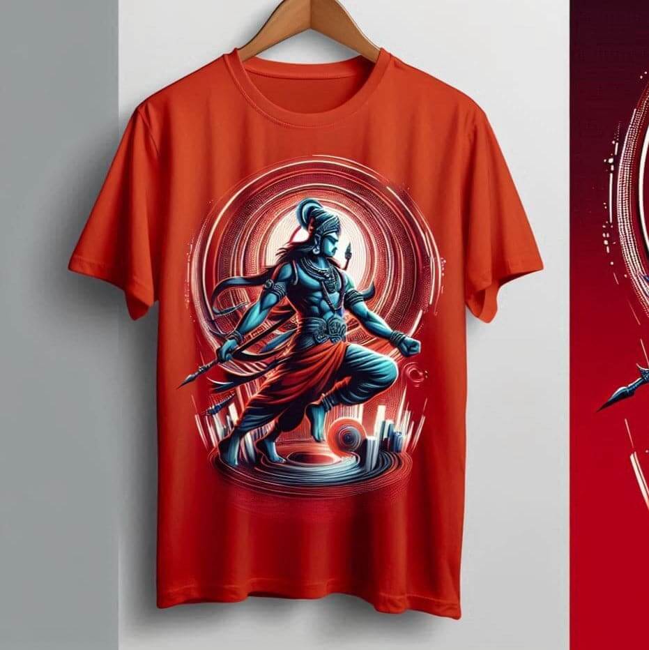 Rama's Glory Crimson Red Round Neck Half Sleeve Cotton T - Shirt - Acquires