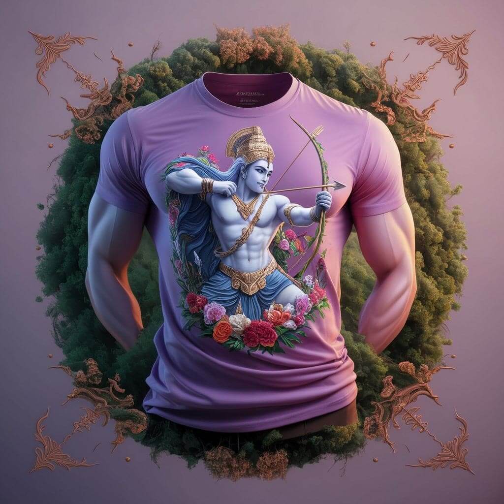 Rama's Light Purple Warrior Stylish Round Neck Half Sleeve Cotton T - Shirt - Acquires