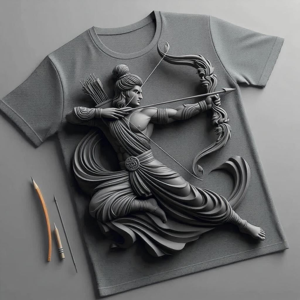Navy Blue Lord Rama Tee - Divine and Timeless