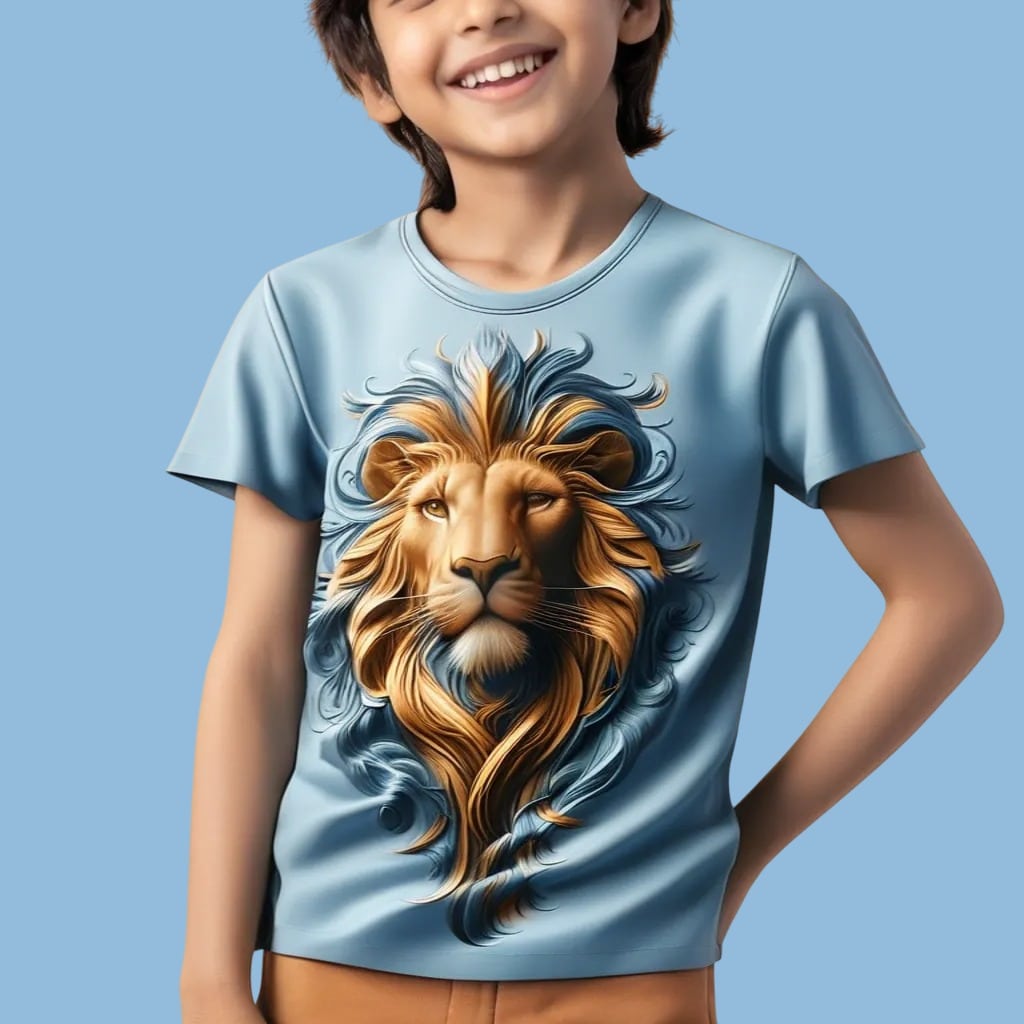 Kids Skyblue Lion T-Shirt