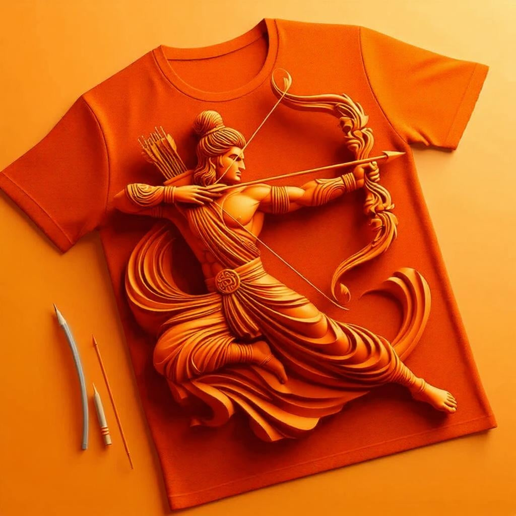 Navy Blue Lord Rama Tee - Divine and Timeless
