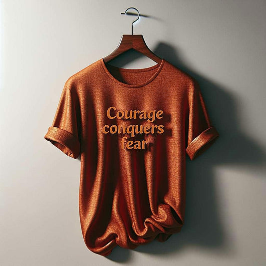 Courage Conquers Fear" Rust Breathable Fabric T-Shirt