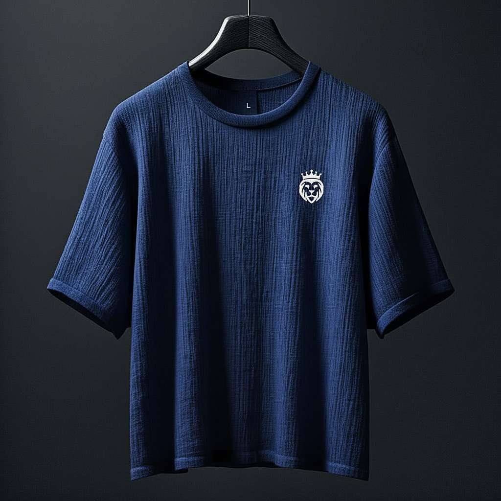 Minimalist Lion Crown T-Shirt - Navy