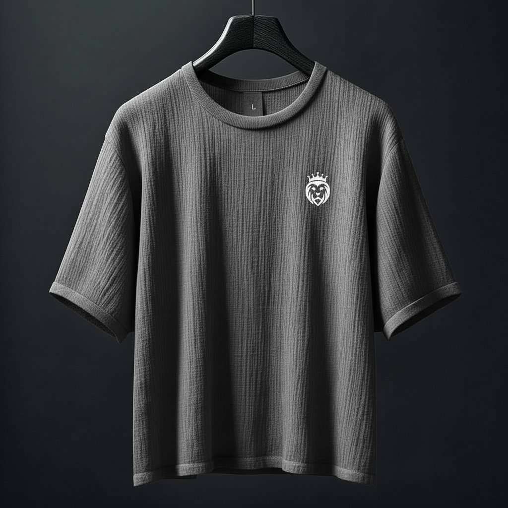 Minimalist Lion Crown T-Shirt - Grey