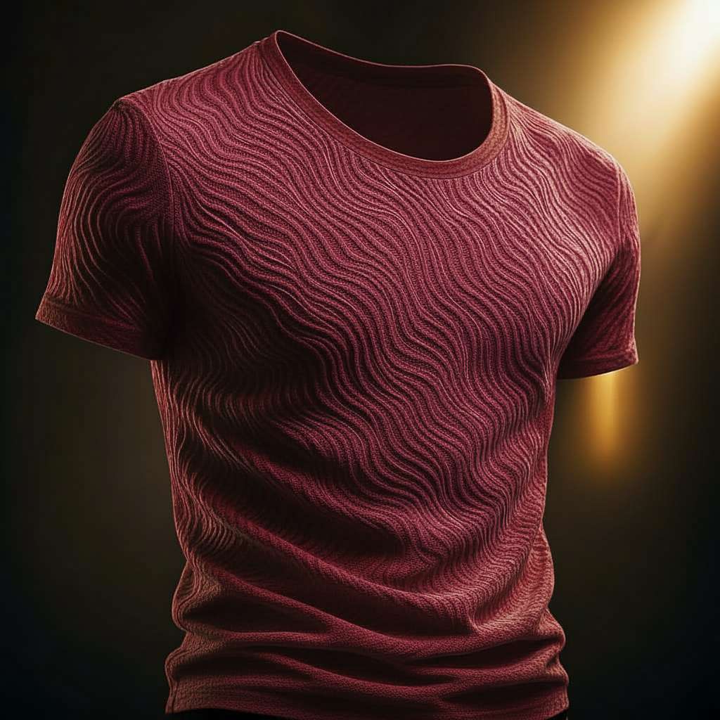 Minimalist Wave T-Shirt Design - Maroon