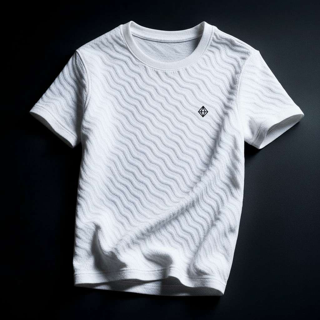 Minimalist Wavy Line T-Shirt - White