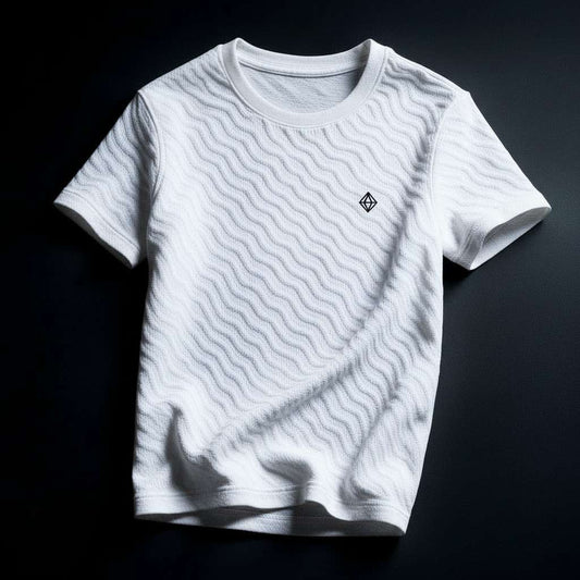 Minimalist Wavy Line T-Shirt - White
