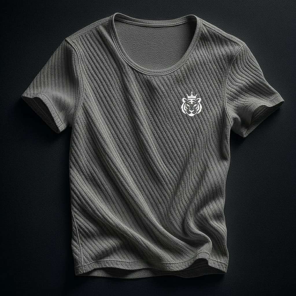 Crowned Tiger Minimalist T-Shirt - Grey