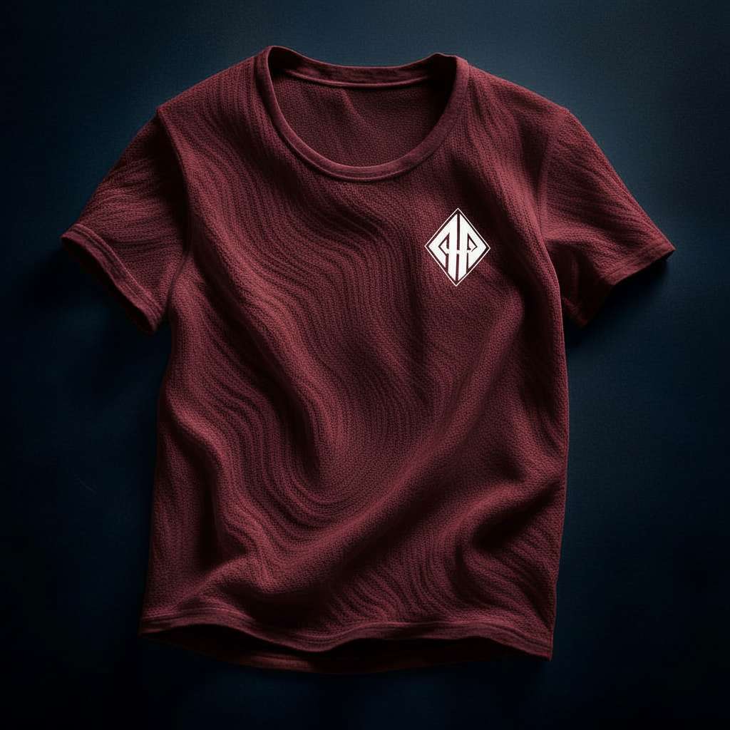 Modern Minimalist White T-Shirt - Maroon