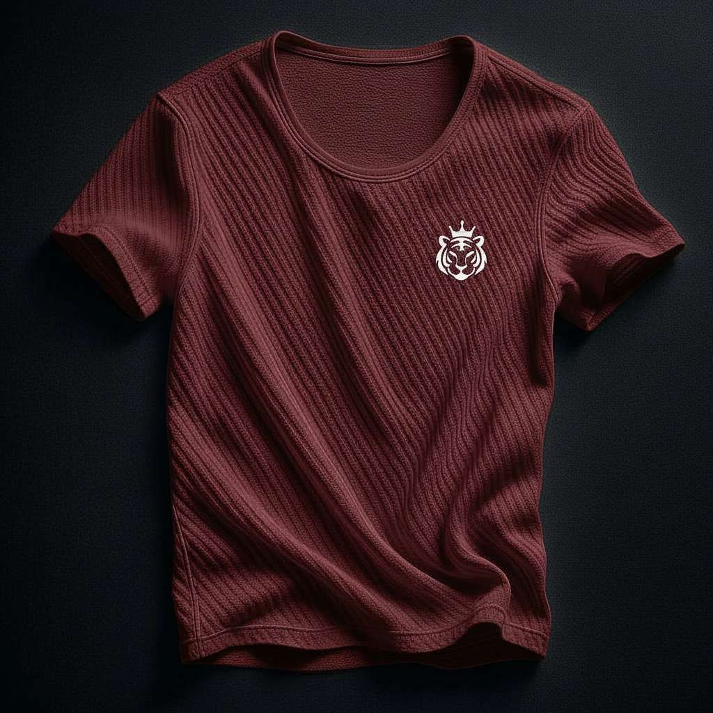 Crowned Tiger Minimalist T-Shirt - Maroon