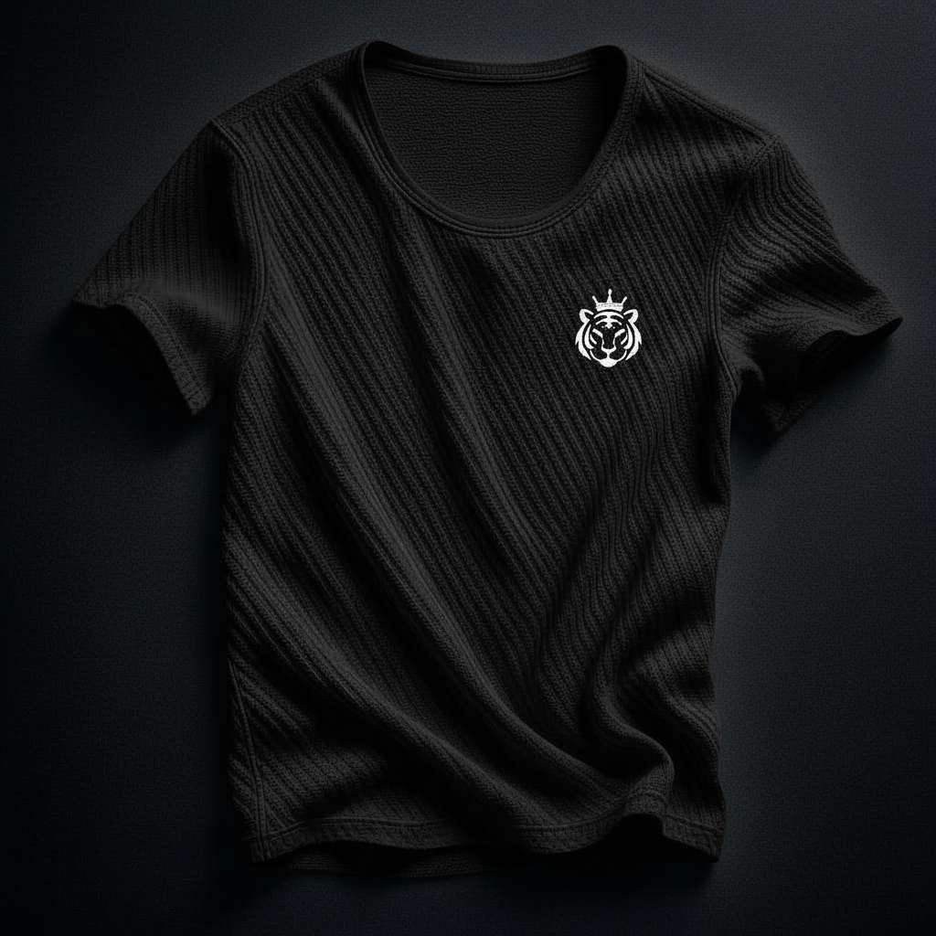 Crowned Tiger Minimalist T-Shirt - Black