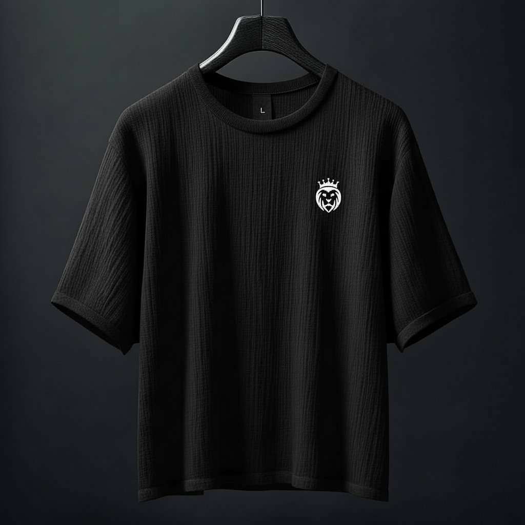 Minimalist Lion Crown T-Shirt - Black