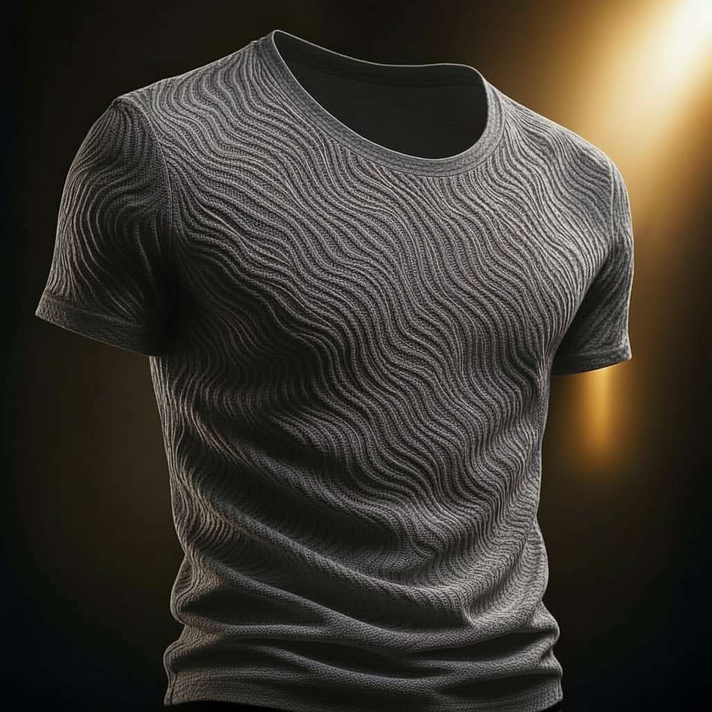 Minimalist Wave T-Shirt Design - Grey