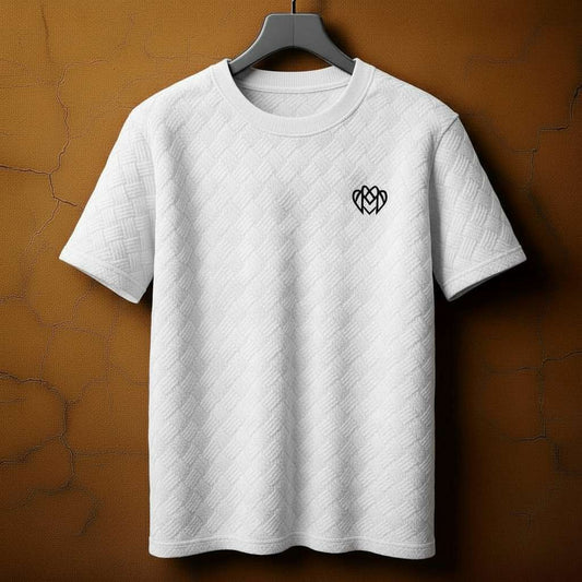 Elegant Geometric White T-Shirt - White