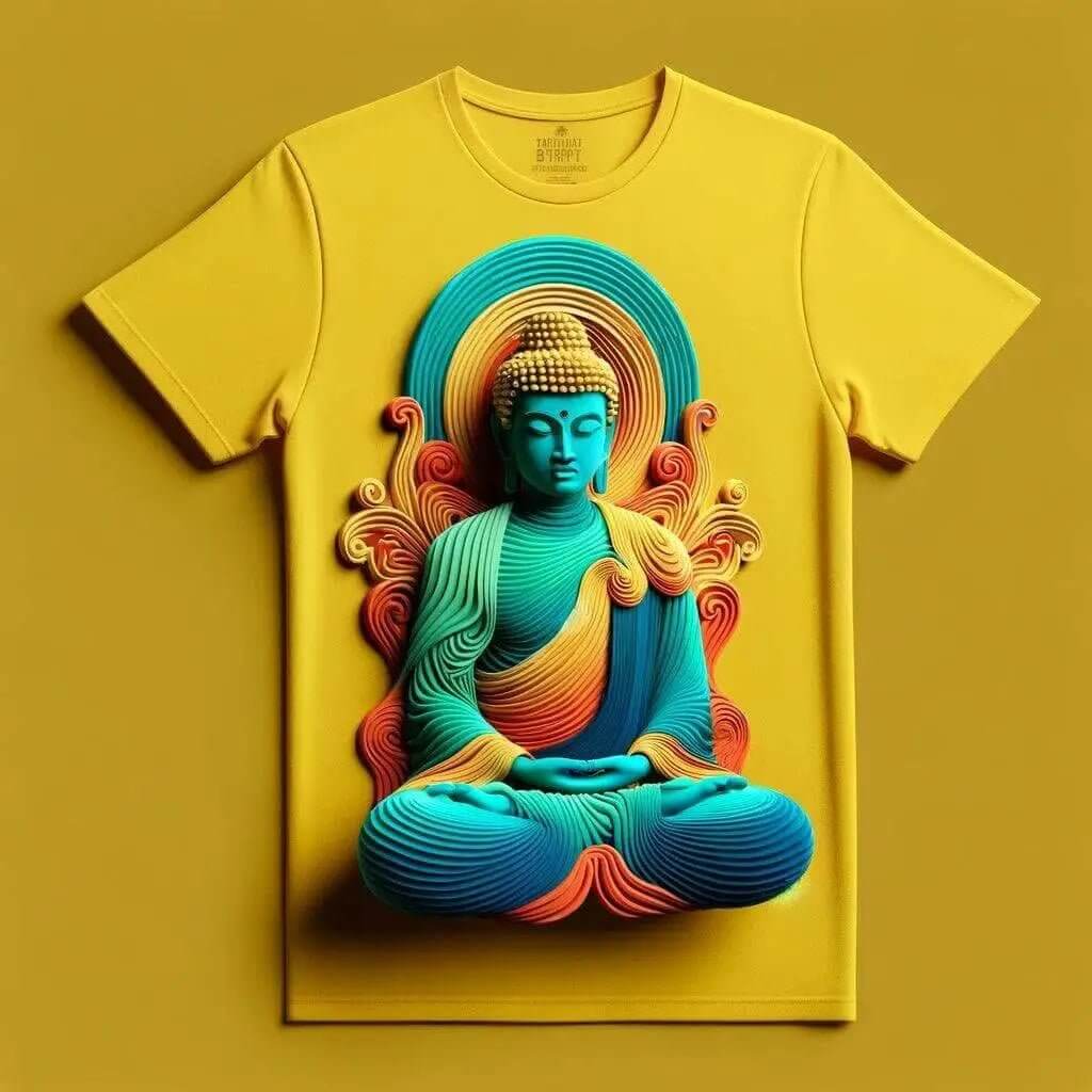 3D Serenity Glow: Zen Buddha T - Shirt - Acquires