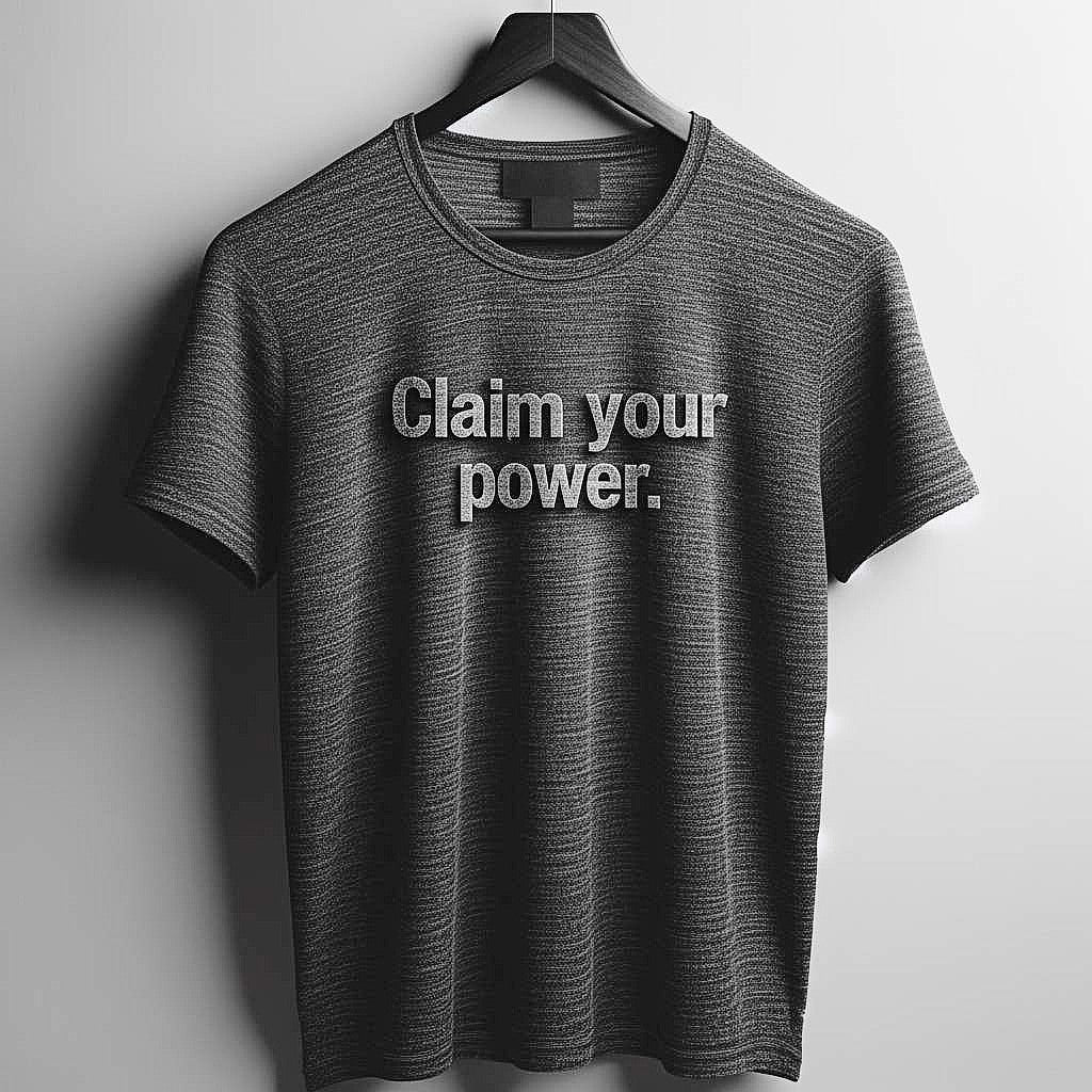 Claim Your Power Heather Gray Breathable Fabric T-Shirt