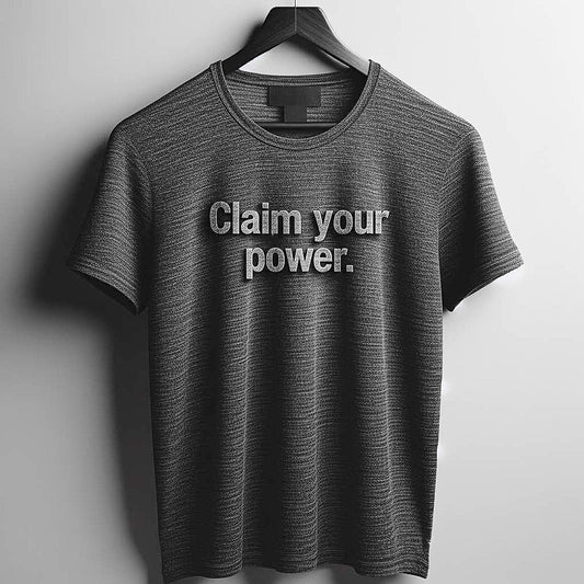 Claim Your Power Heather Gray Breathable Fabric T-Shirt