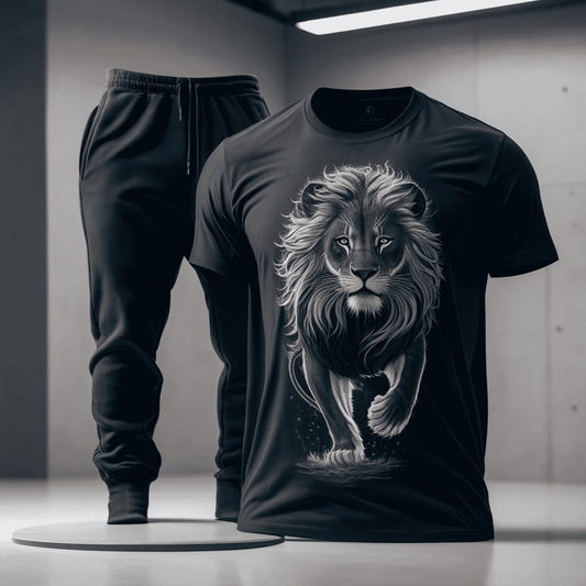 Abstract Lion T-Black Shirt & Black Pant