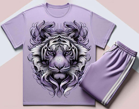 Abstractive Lion Lavender Tracksuit with Pant