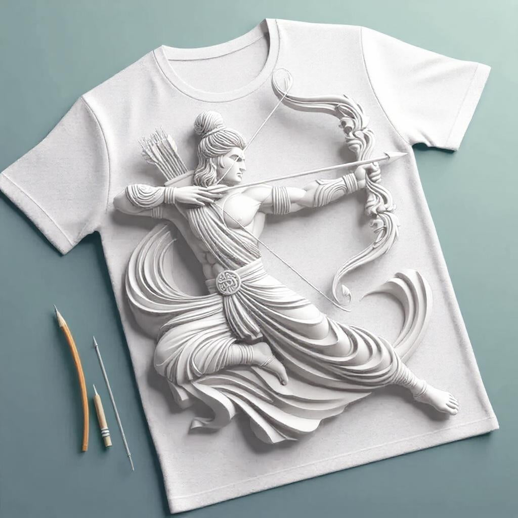 Navy Blue Lord Rama Tee - Divine and Timeless