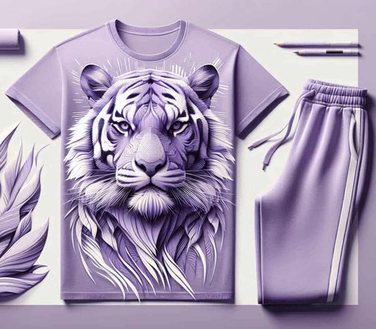 Lion elegant lavender t-shirt & Trackpant Tracksuit