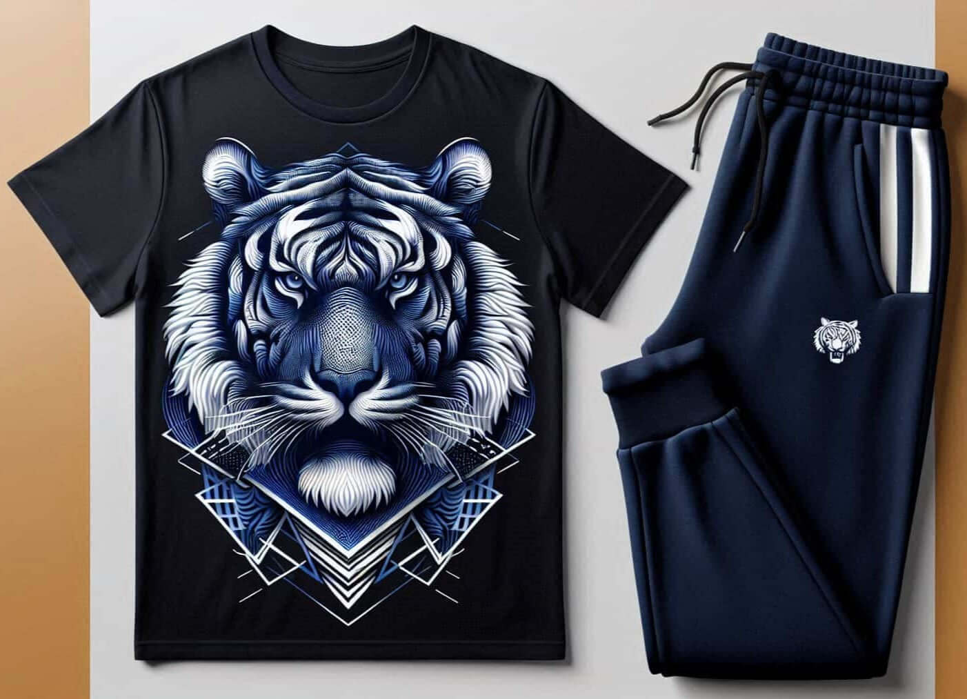 Navy Blue Tiger T-shirt & Navy blue trackpant Tracksuit