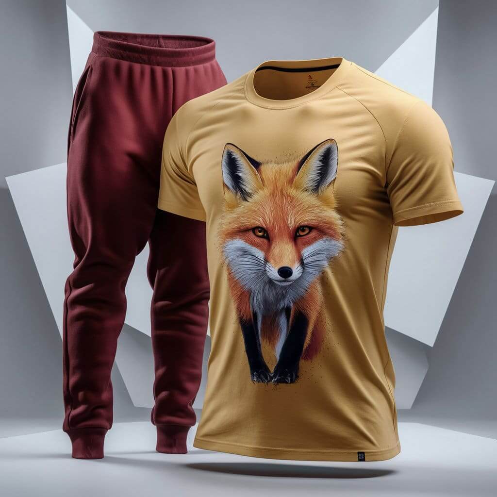 Stunning Yellow Fox T-Shirt with Maroon Red Pant