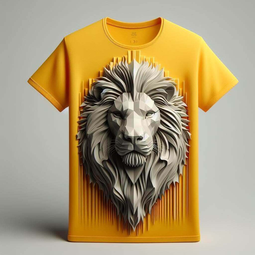 Amazing White Lion on Yellow Tee - Majestic and Striking - Acquires