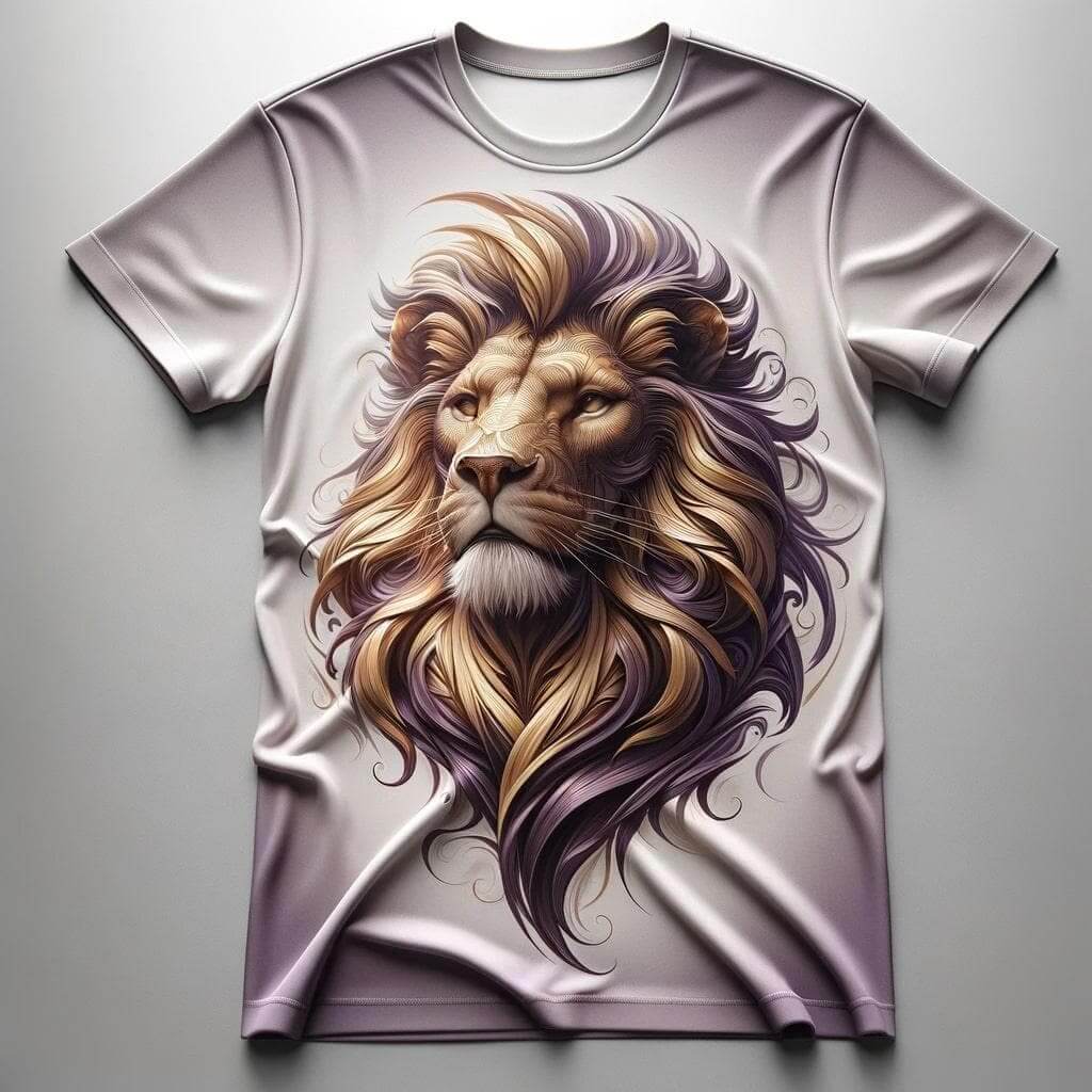 Astounding Lion Design White T - Shirt - Acquires