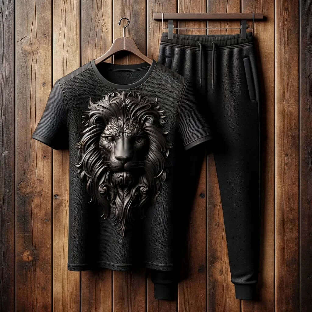 Beautiful Black 3D Lion Comfort Tracksuit - Acquires