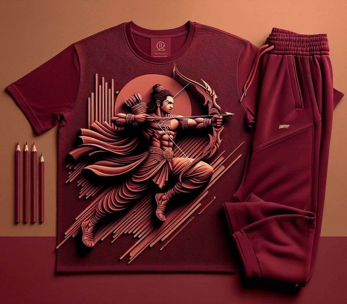 Beautiful Ram with Bow Maroon Tracksuit Ensemble - Acquires