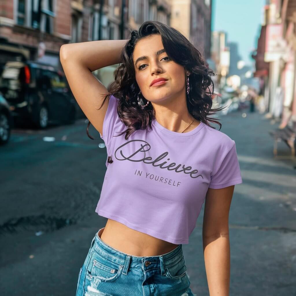 Believe In Yourself Lavender Crop Top - Acquires