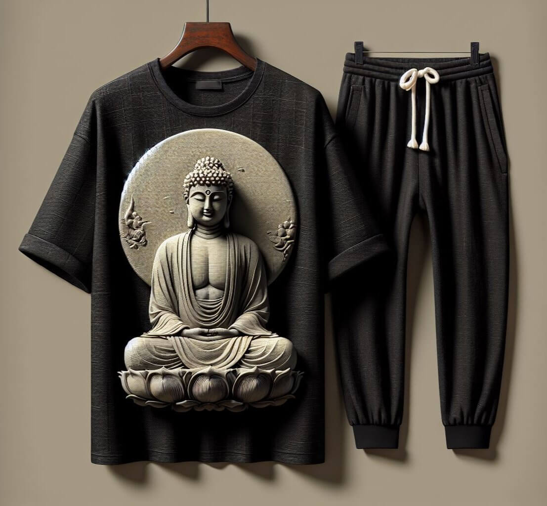 Black Beautiful Buddha T - Shirt and Track Pant - Acquires